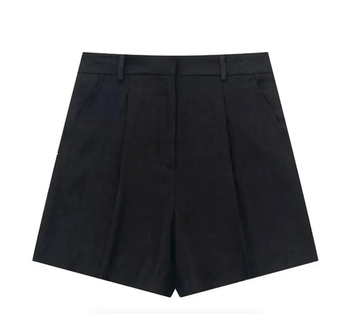 TRAF Women Elegant Solid Waistcoat Shorts Set