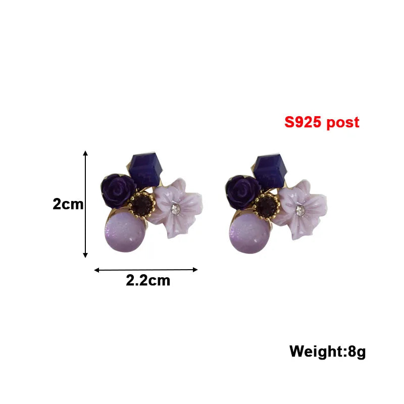 Taro Purple Flower Stud Earrings