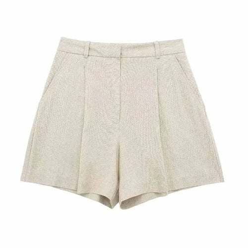 TRAF Women Elegant Solid Waistcoat Shorts Set