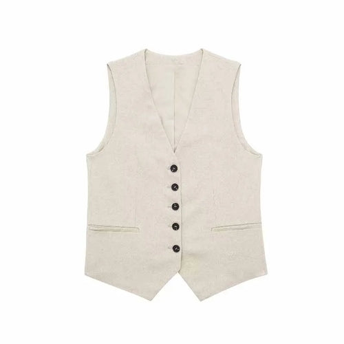 TRAF Women Elegant Solid Waistcoat Shorts Set