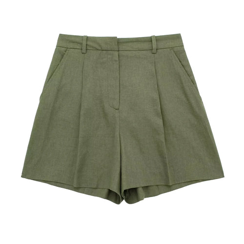 TRAF Women Elegant Solid Waistcoat Shorts Set