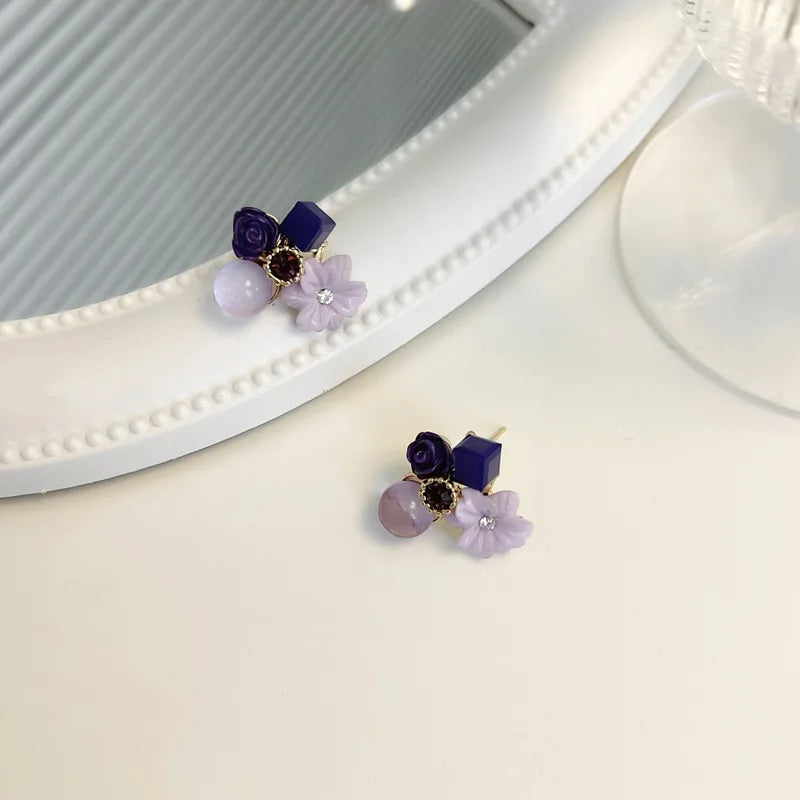 Taro Purple Flower Stud Earrings