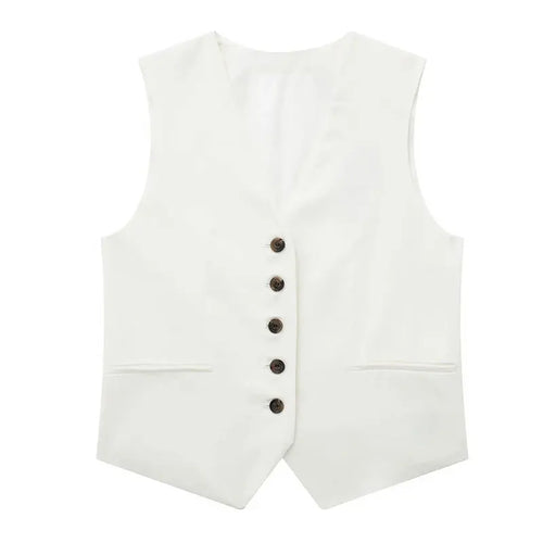 TRAF Women Elegant Solid Waistcoat Shorts Set