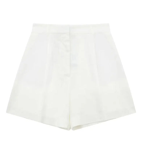 TRAF Women Elegant Solid Waistcoat Shorts Set