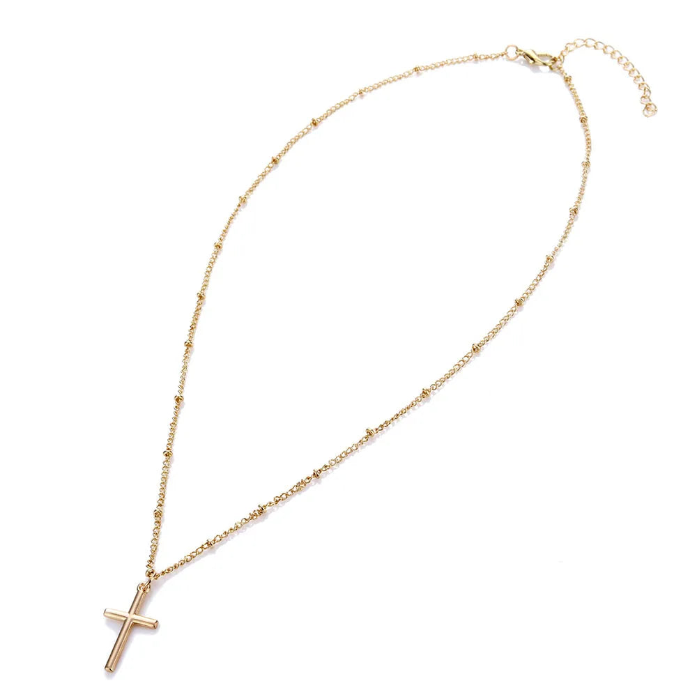 Gold Color Chain Cross Necklace Small Gold Color Cross Religious Jewelry