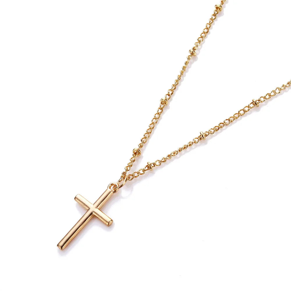 Gold Color Chain Cross Necklace Small Gold Color Cross Religious Jewelry