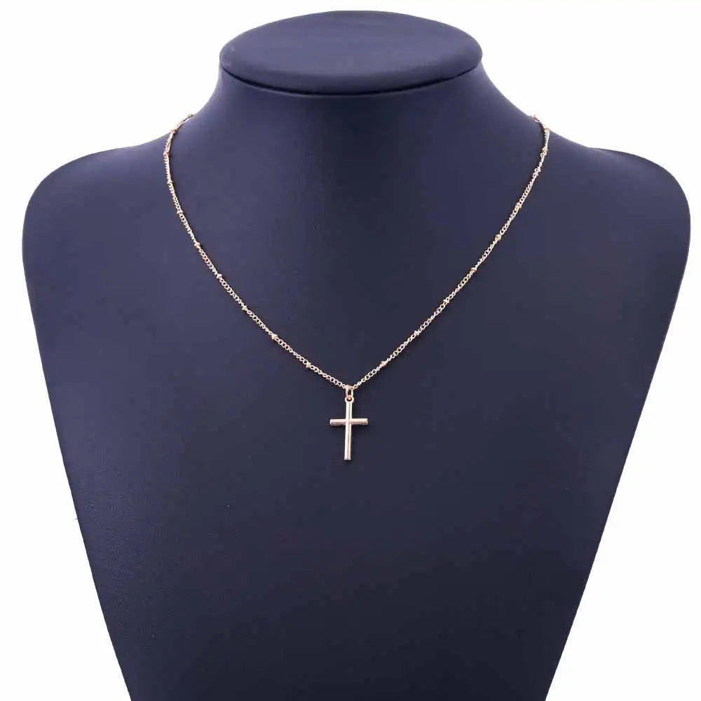 Gold Color Chain Cross Necklace Small Gold Color Cross Religious Jewelry