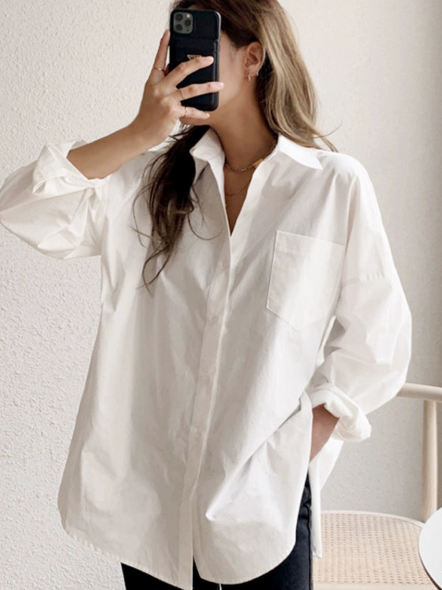 Fleece-Lined Casual Korean Style Niche Coat White Shirt