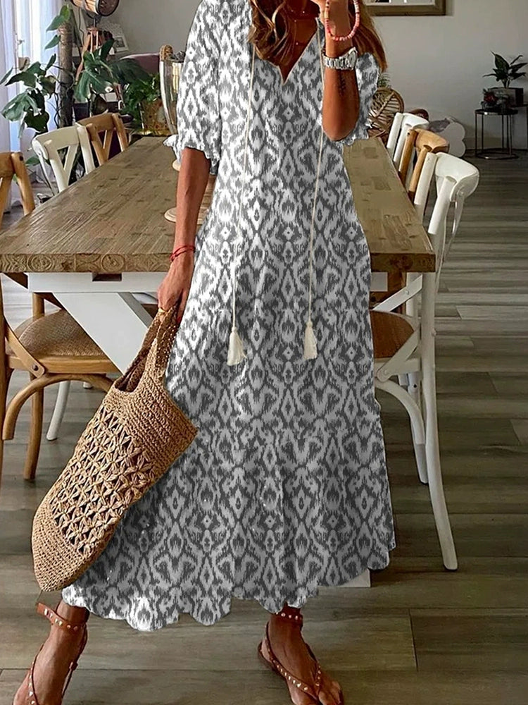 Summer Geometric Print Personality Slim Fit Short Sleeve Dress