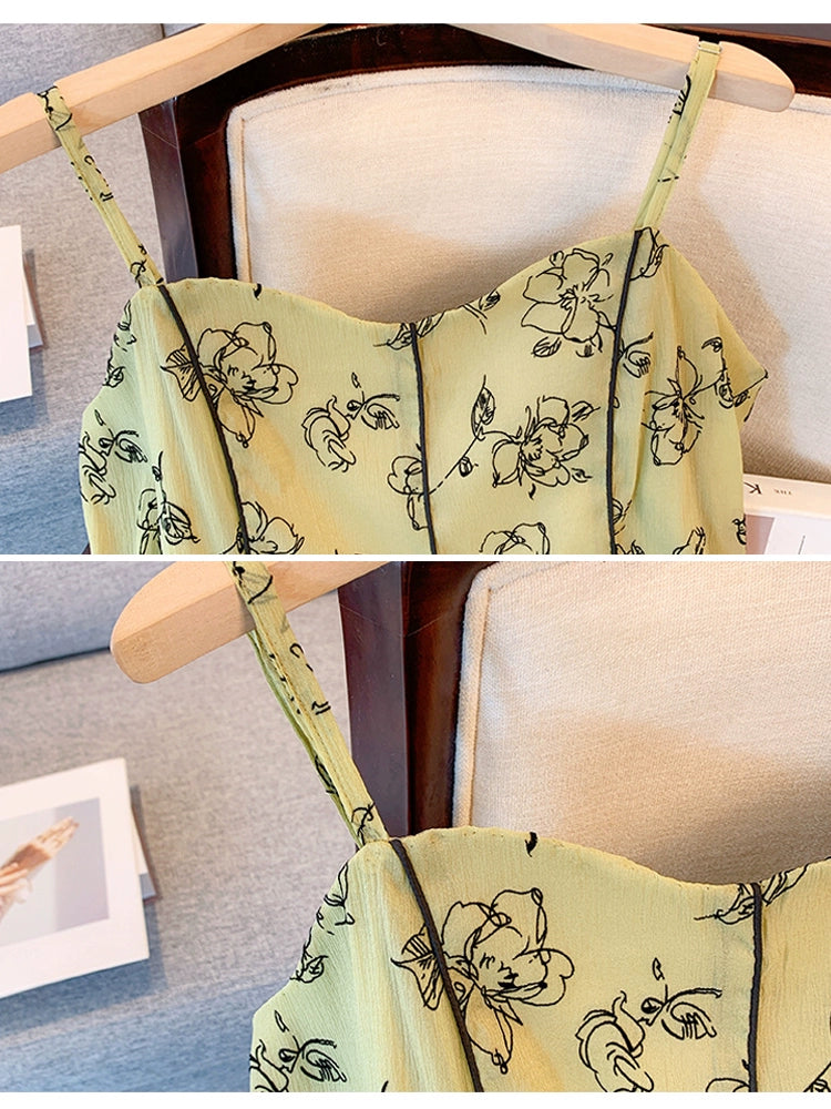 Extra Large French Slim Looking Temperament Camisole Dress