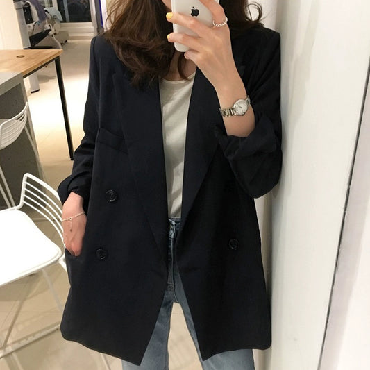 K-style Small Black Casual Suit Jacket
