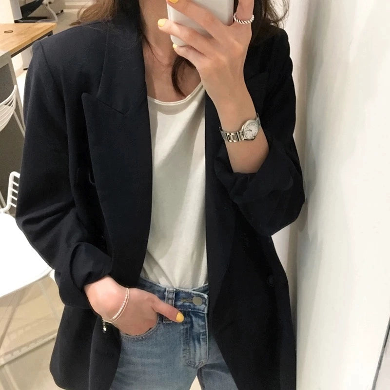 K-style Small Black Casual Suit Jacket