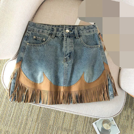 Denim skirt skirt