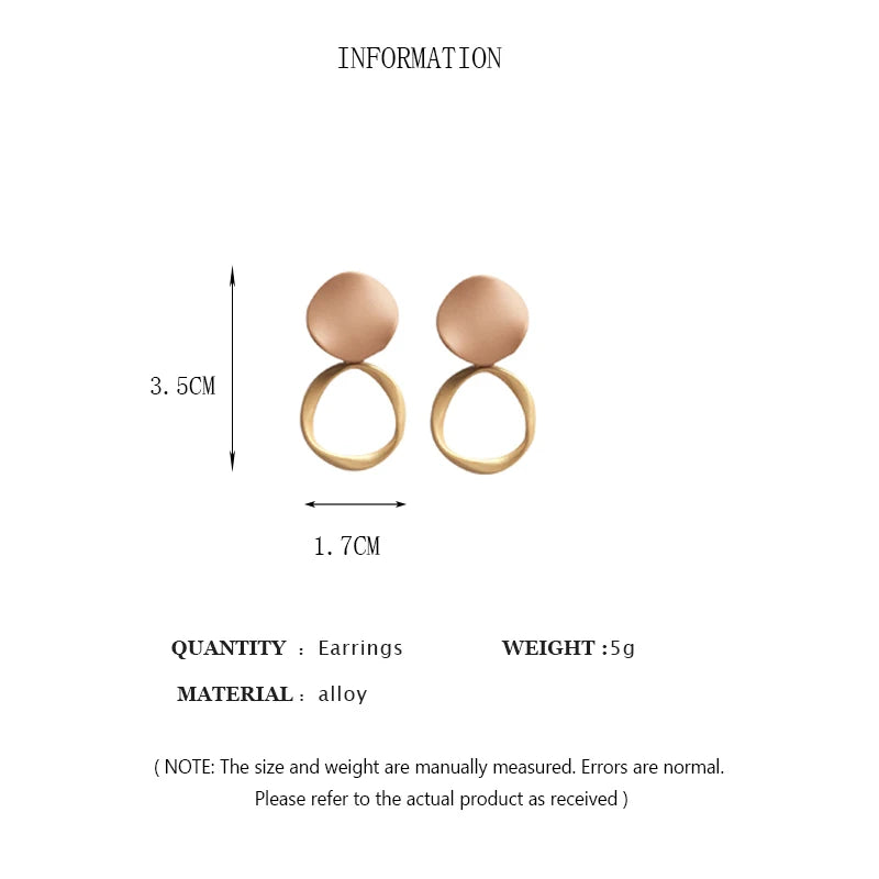 Brown Geometric Round Dangle Earings