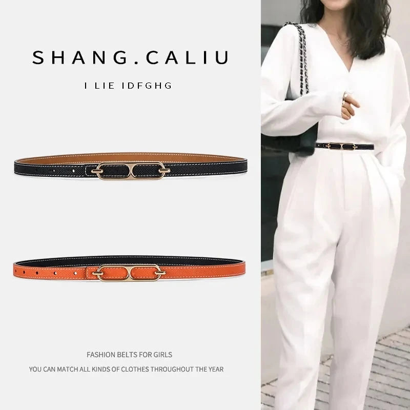 Double-sided use leather belt
