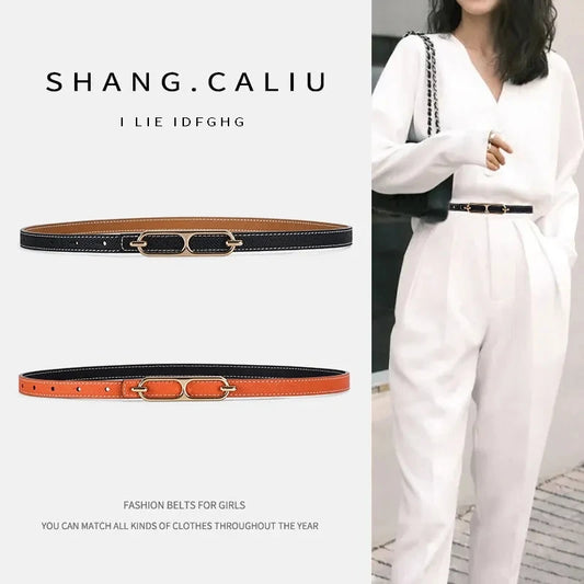 Double-sided use leather belt