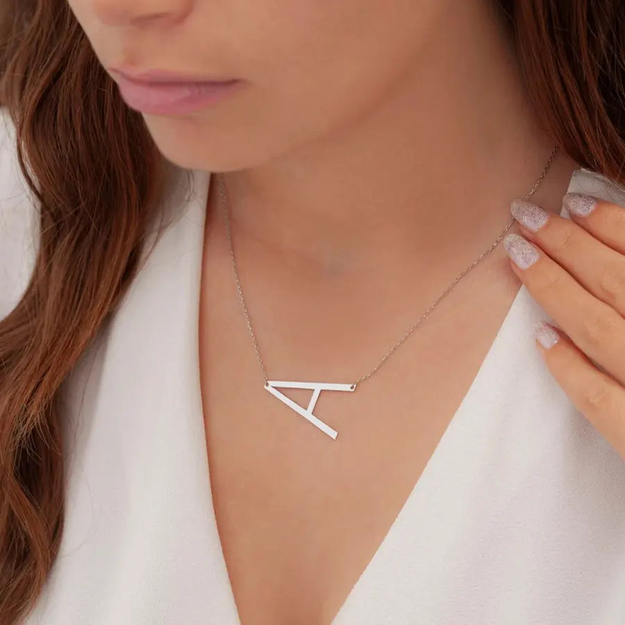 100% Stainless Steel Initial Letter Name Pendant Necklace