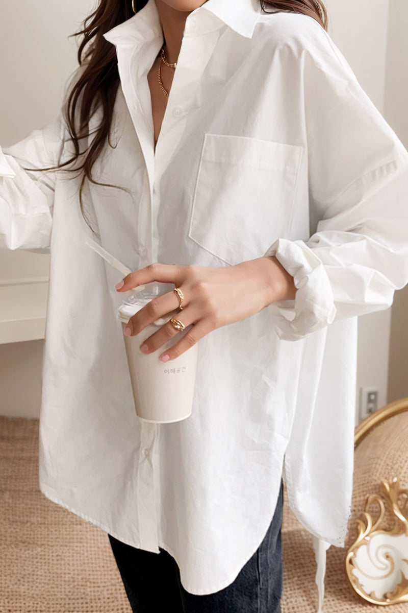 Fleece-Lined Casual Korean Style Niche Coat White Shirt