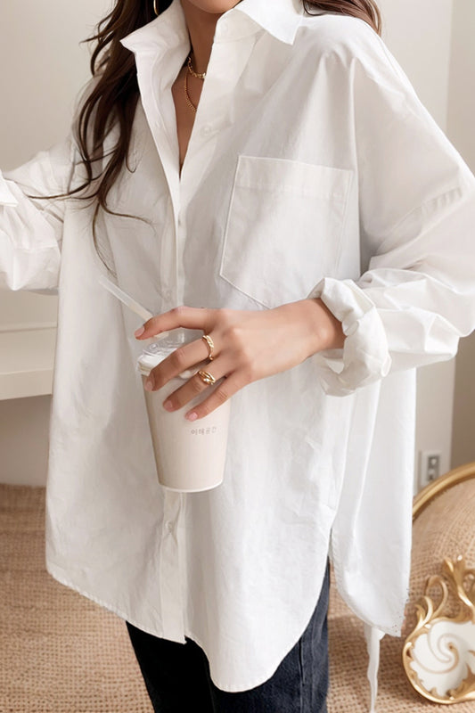 Fleece-Lined Casual Korean Style Niche Coat White Shirt