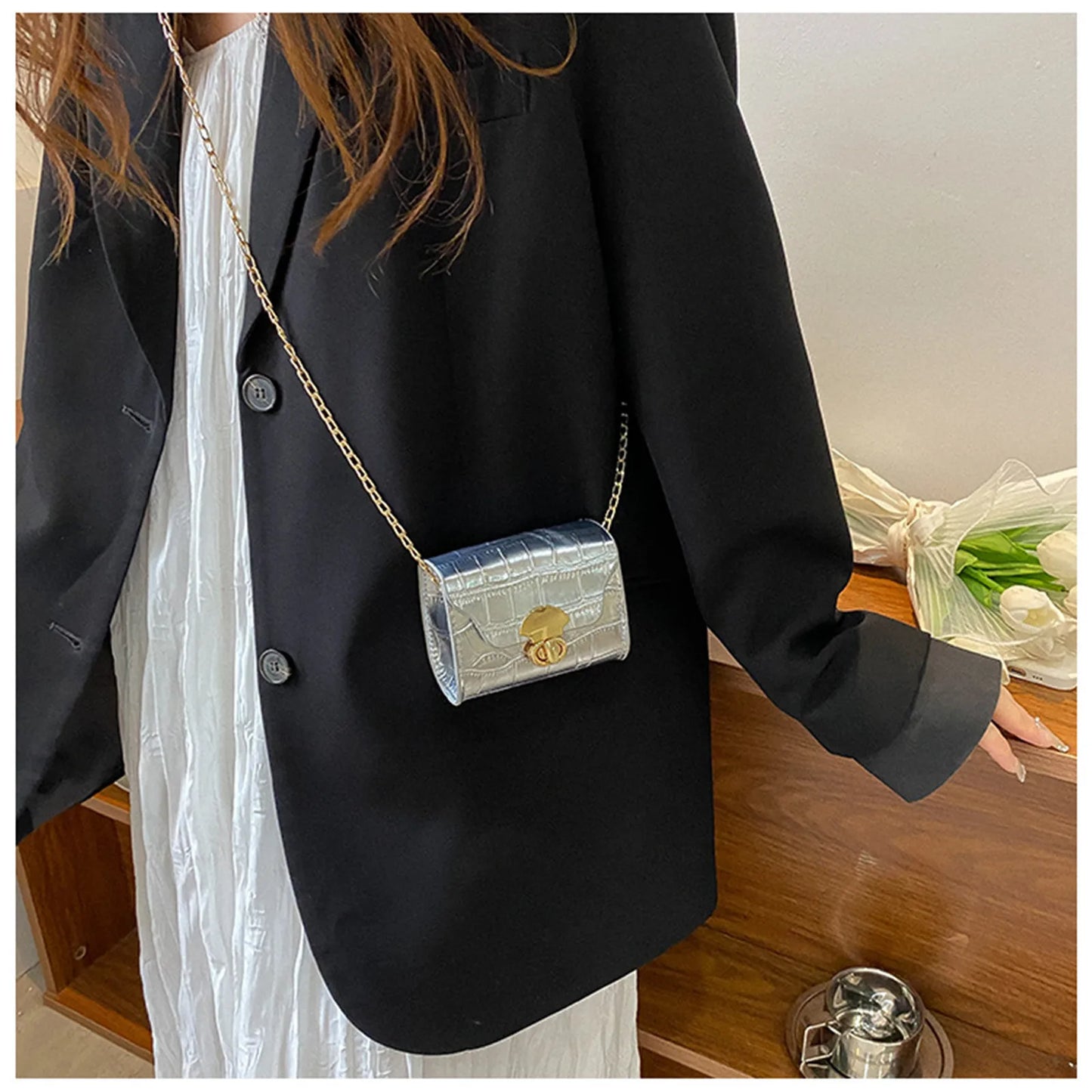 Bright Surface Shoulder Bag