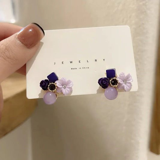 Taro Purple Flower Stud Earrings