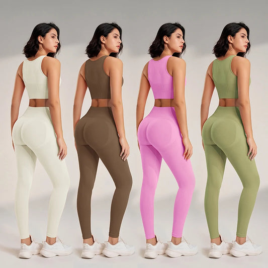 Set High Waisted Leggings and Top Two Piece Seamless