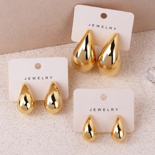 Gold Color Waterdrop Stud Earrings
