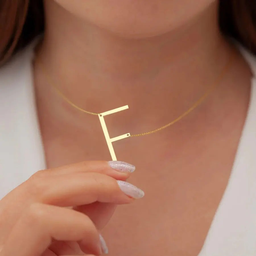 100% Stainless Steel Initial Letter Name Pendant Necklace