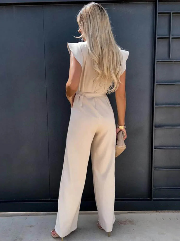 Short Sleeve Wide Leg Jumpsuit
