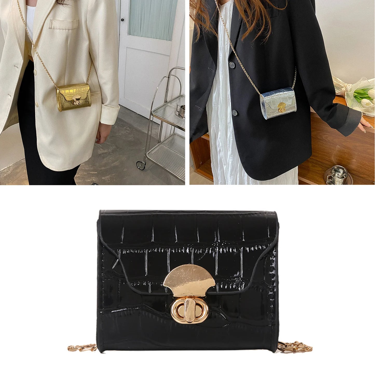 Bright Surface Shoulder Bag