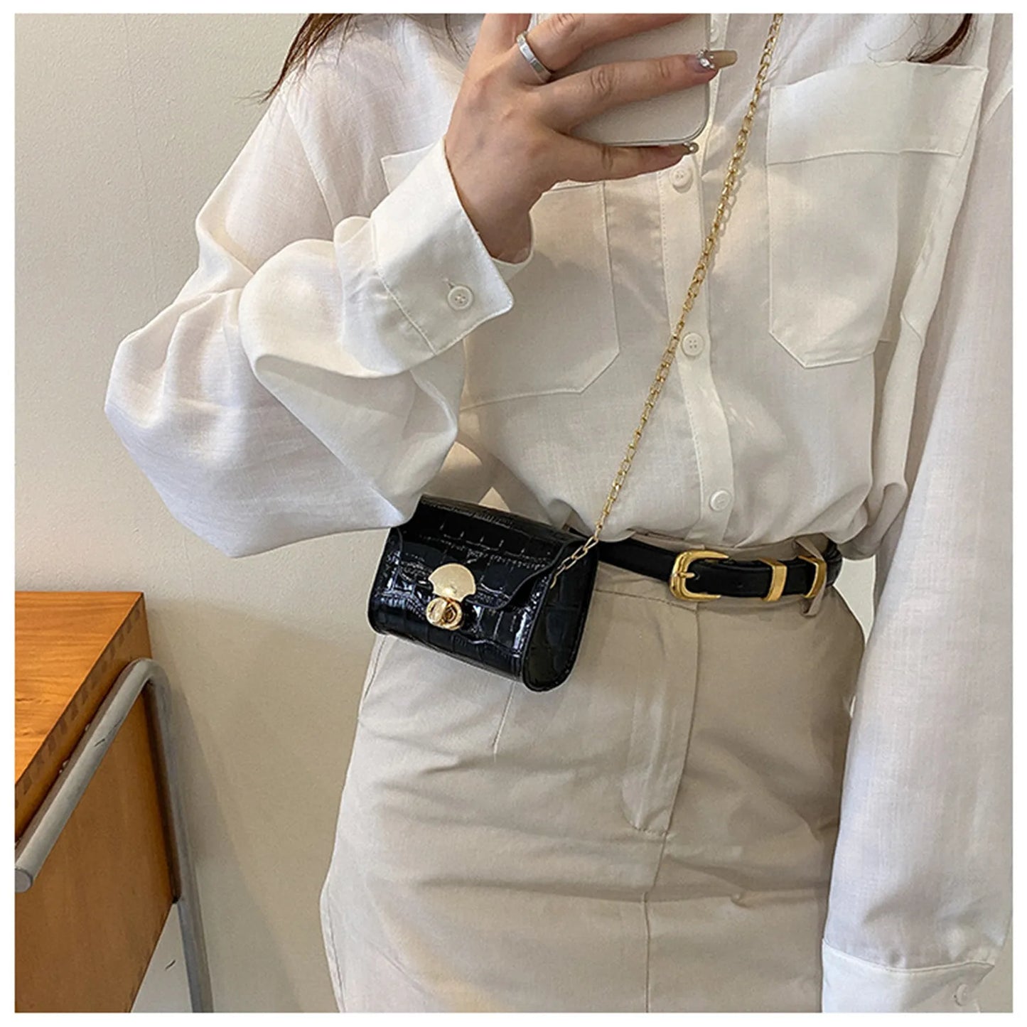 Bright Surface Shoulder Bag