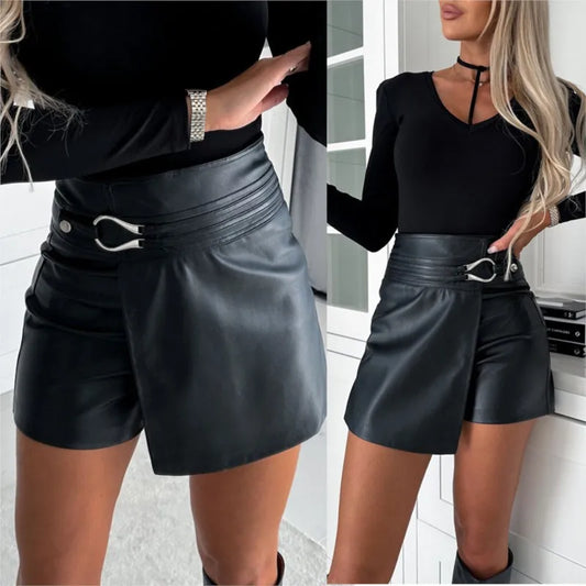 Shorts Skirts Leather High Waist