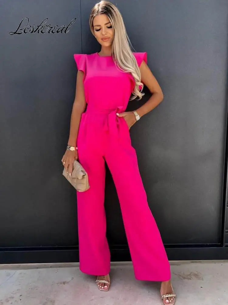 Short Sleeve Wide Leg Jumpsuit