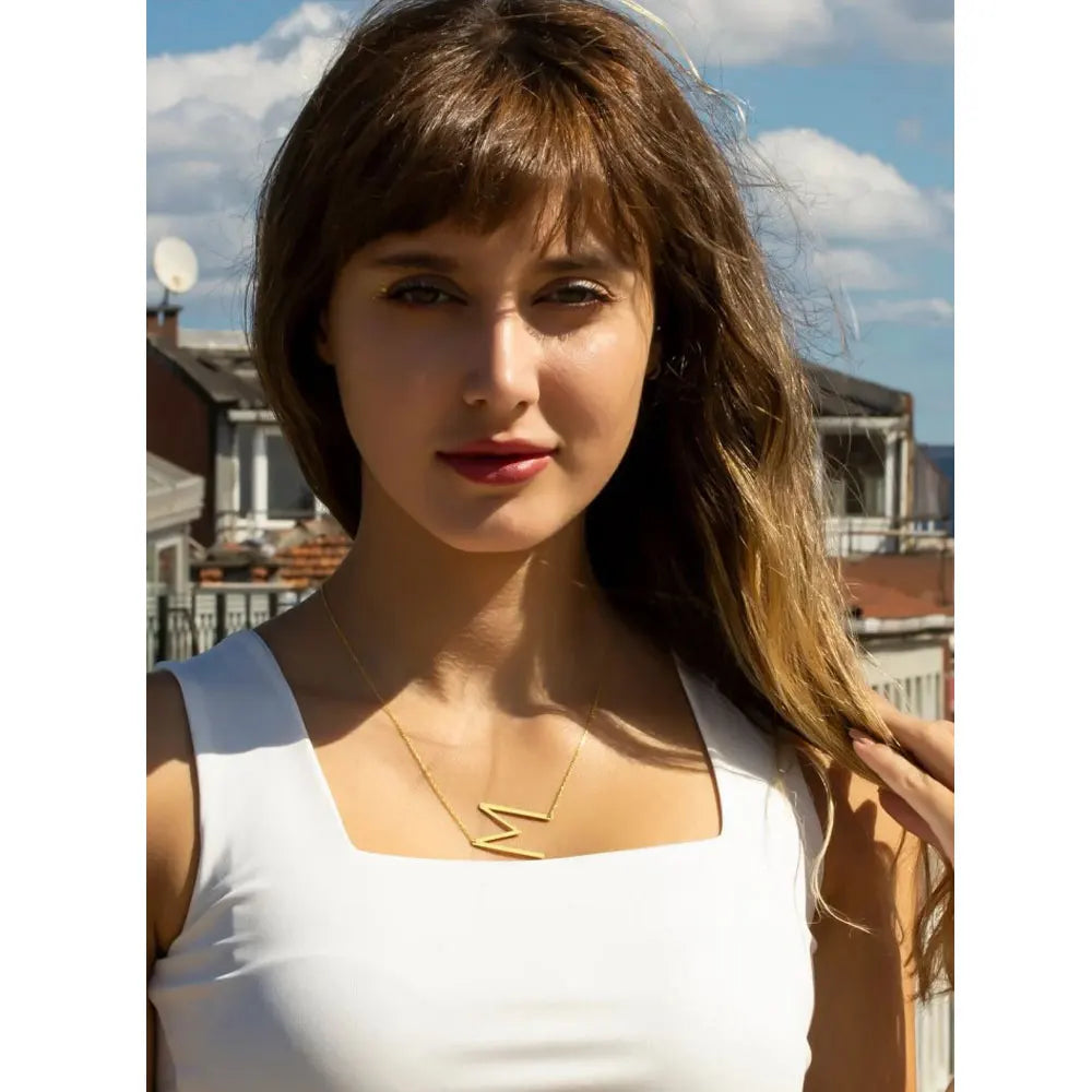 100% Stainless Steel Initial Letter Name Pendant Necklace