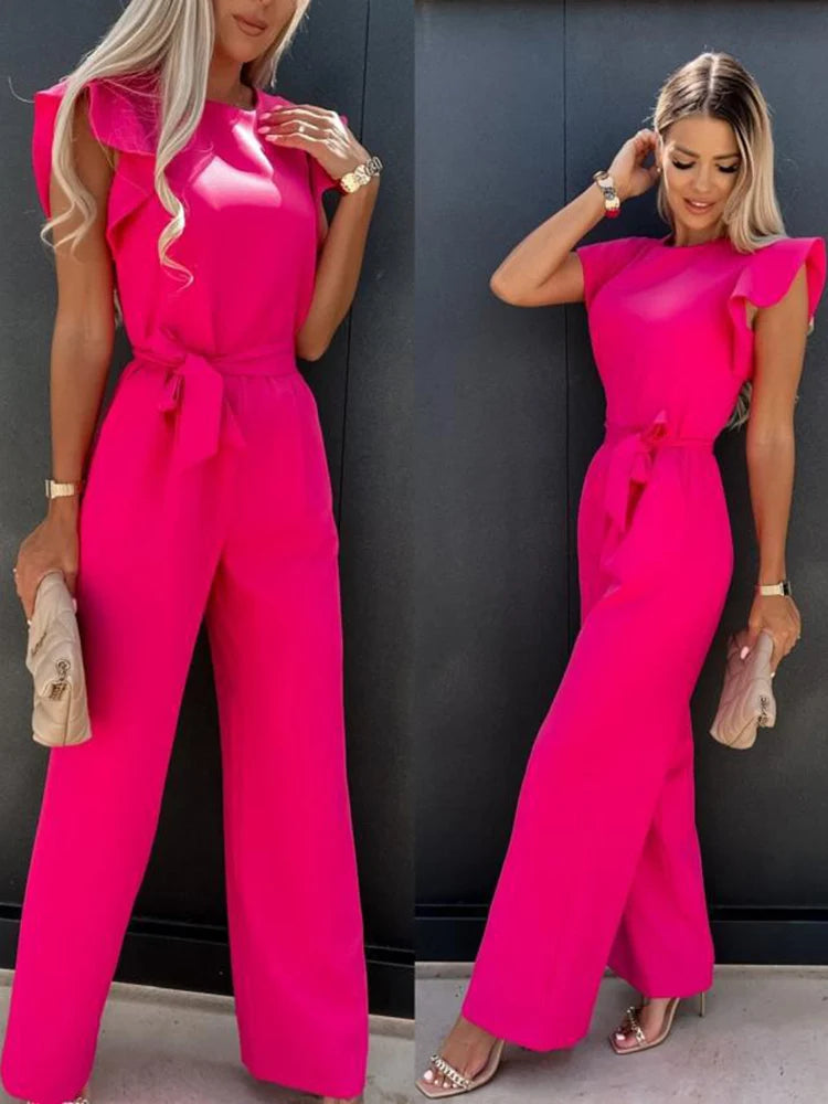 Short Sleeve Wide Leg Jumpsuit