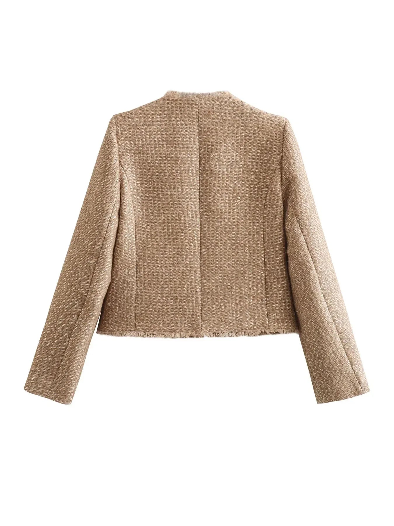 Women's Jacket Coat Tweed Cropped Jacket