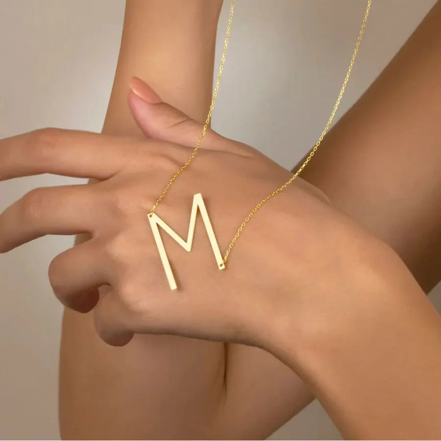 100% Stainless Steel Initial Letter Name Pendant Necklace