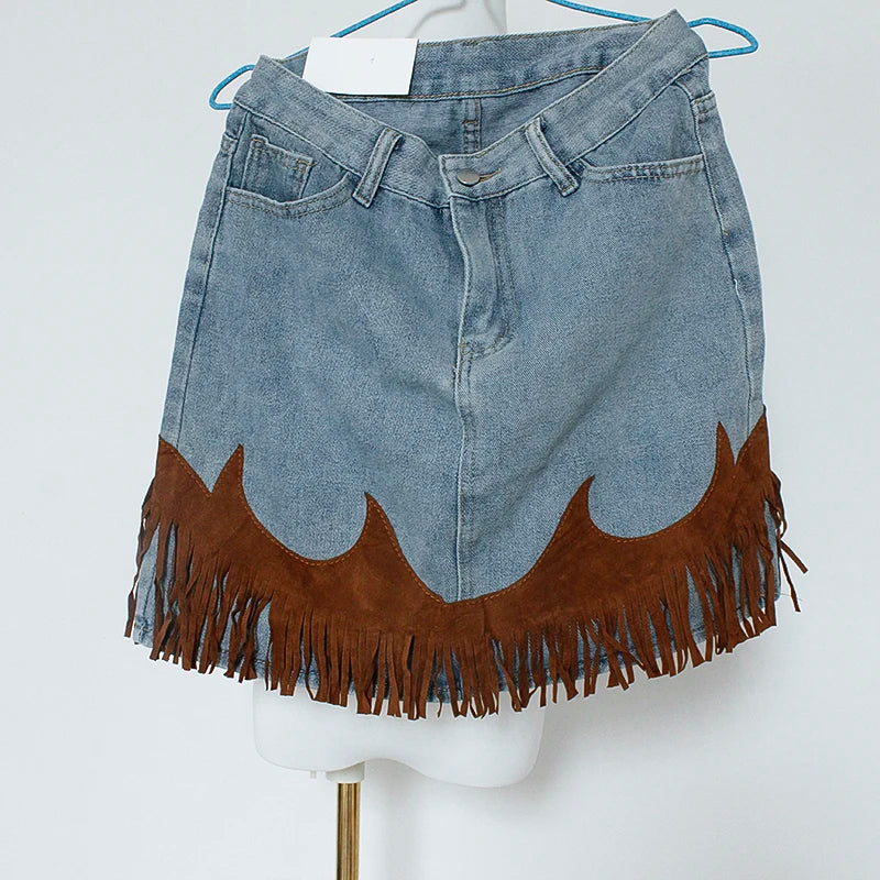Denim skirt skirt