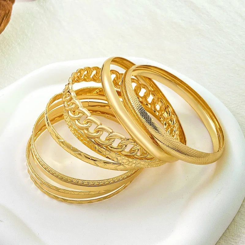 Ten Piece Set Of Stylish Bohemian Folk Retro Wide-Face Gold And Silver
