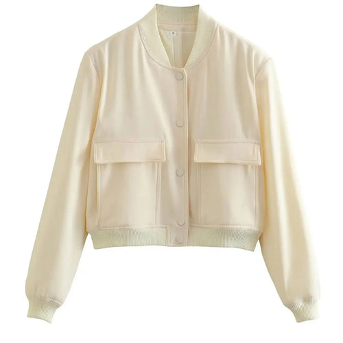 Bomber Jacket Coat White Autumn Winter